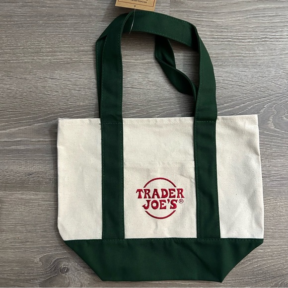 New Trader Joe’s set of 3 Mini Canvas Tote Bag blue green yellow - Picture 3 of 7